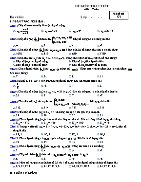 Đề kiểm tra 1 tiết môn Đại số 11 - Chương 3